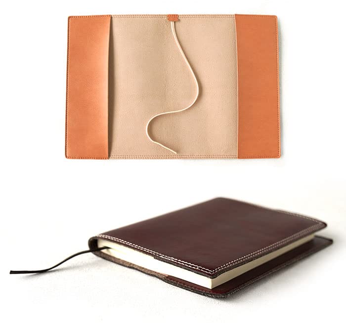 Belle & Sofa ABOOK Book Cover with Bookmark, Double Stitched, Made in Japan (Dark Red, 46-size, LL Size)