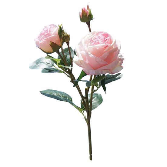 Artificial Rose with Stem Green Leaves Realistic Fake Flower Wedding Party Home Office Table Centerpiece Faux Floral Branch Decoration