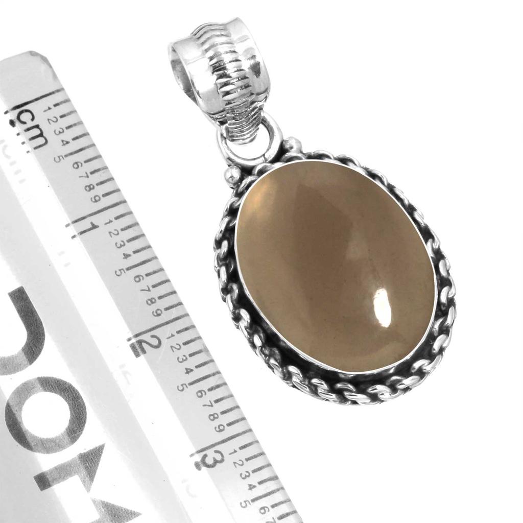 925 Sterling Silver Pendant Women Gemstone Handmade Jewelry Friendship Day Gift Malachite Moonstone Rose Quartz Red Stone Smoky Topaz Tiger Eye