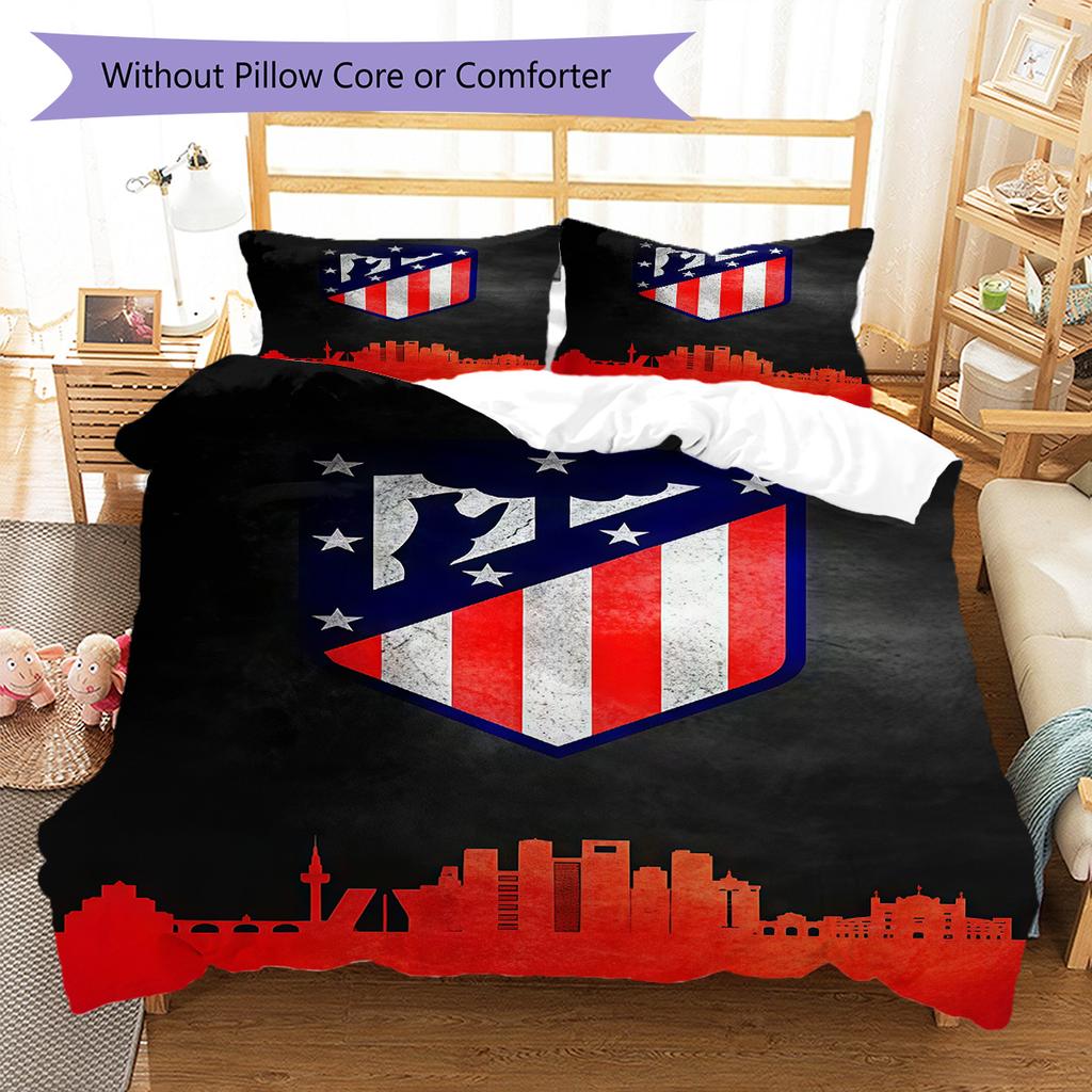 Juego de Edredón Ropa de Cama Atleti Funda de Edredón Funda de Almohada Decoración del Hogar Regalo de Cumpleaños (1 * funda nórdica + 2 * fundas de almohada, sin núcleo)