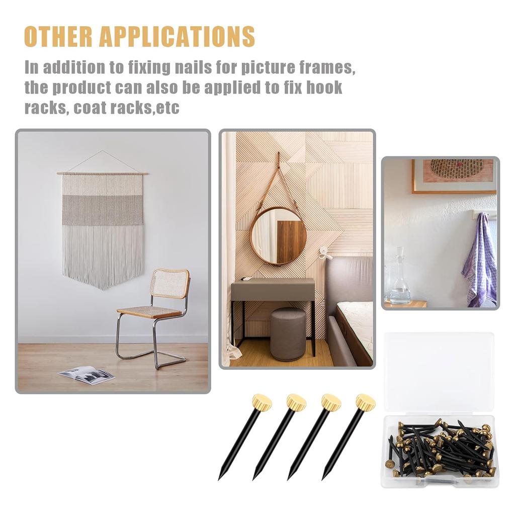 Verbessertes Bilderrahmennägel 50er-Pack Vielseitige Halbrundkopfnägel Bilderrahmenreißzwecke Geeignet für verschiedene Oberflächen