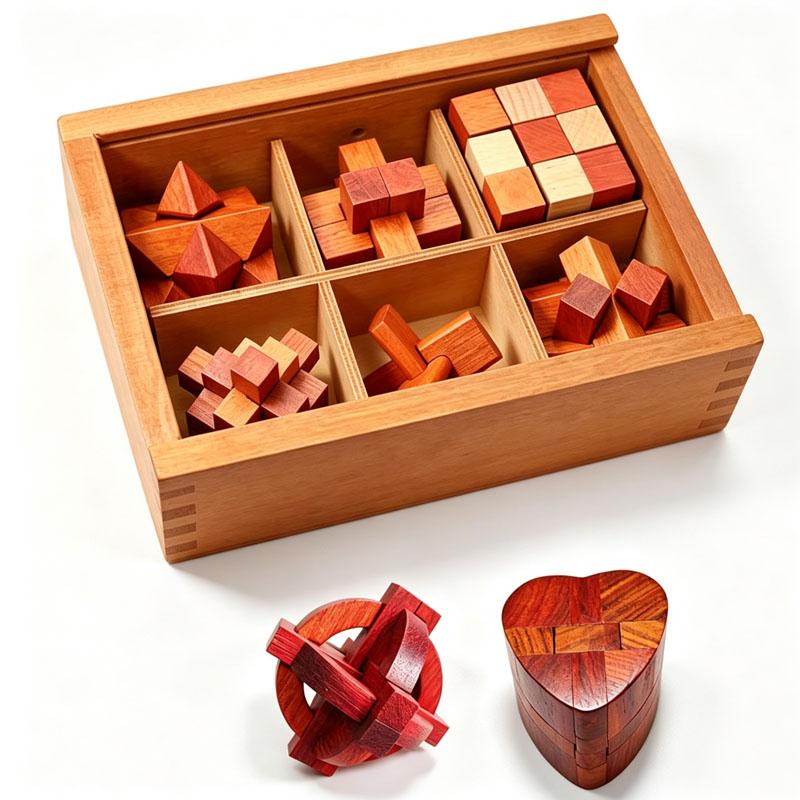 Boutique Lu Ban Lock Puzzle Box Wooden Interlocking Brain Teasers For Adults Best Gifts Logic IQ Test Mind Challenge Toys