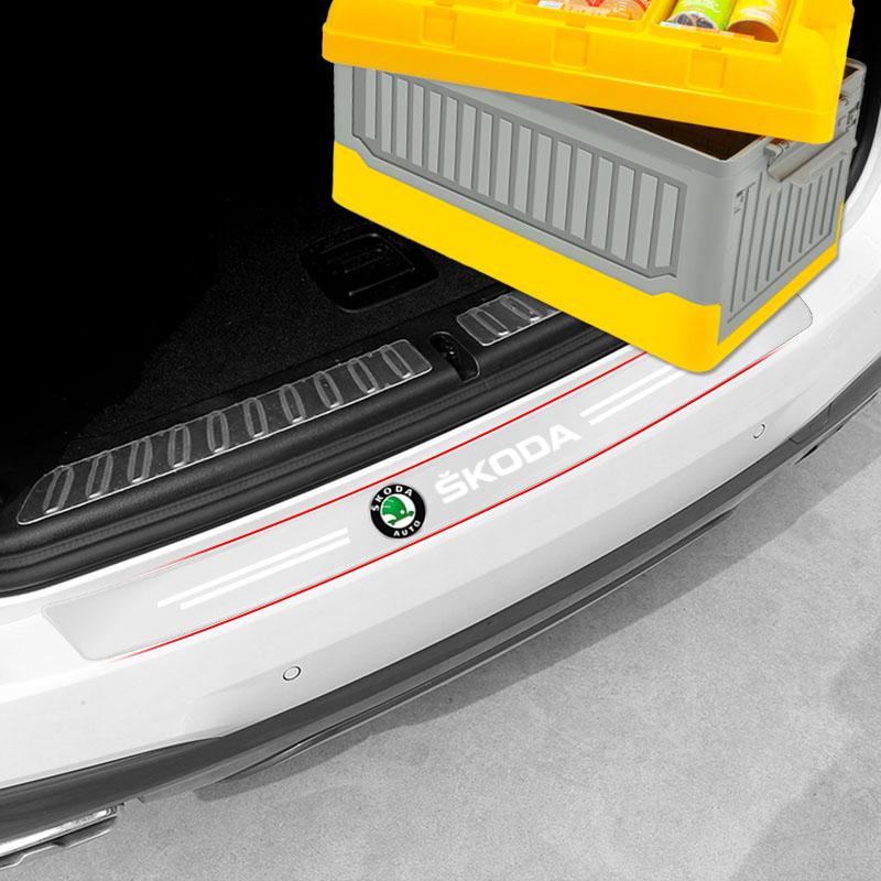 1Pcs Transparent Car Trunk Badge Protective Sticker Car Accessories For Skoda Octavia Superb Rapid Kodiaq Karoq Fabia Kamiq Roomster Citigo