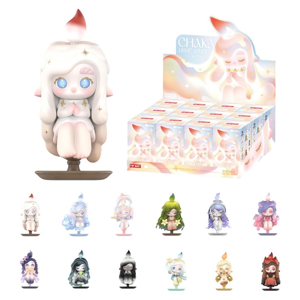 POP MART CHAKA Light Sprite Series Box of Pop Mart Gachapon Blind Box Plastic Premium Soft Vinyl Original Birthday Gifts [Assorted 12] Figures,