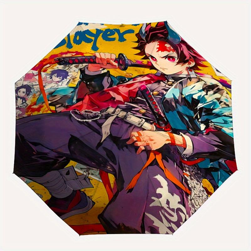 1pc Demon Slayer Pattern Automatic Umbrella is Fashionable and Good-Looking, Suitable for Travel and Daily Use.Y029
