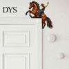 Western Pastoral Room Decor Horse Wooden Door Topper Decor, 2D Printed Rustic Frame Wild Aesthetic Wall Hanging Ornament, Top Shelf Decoration