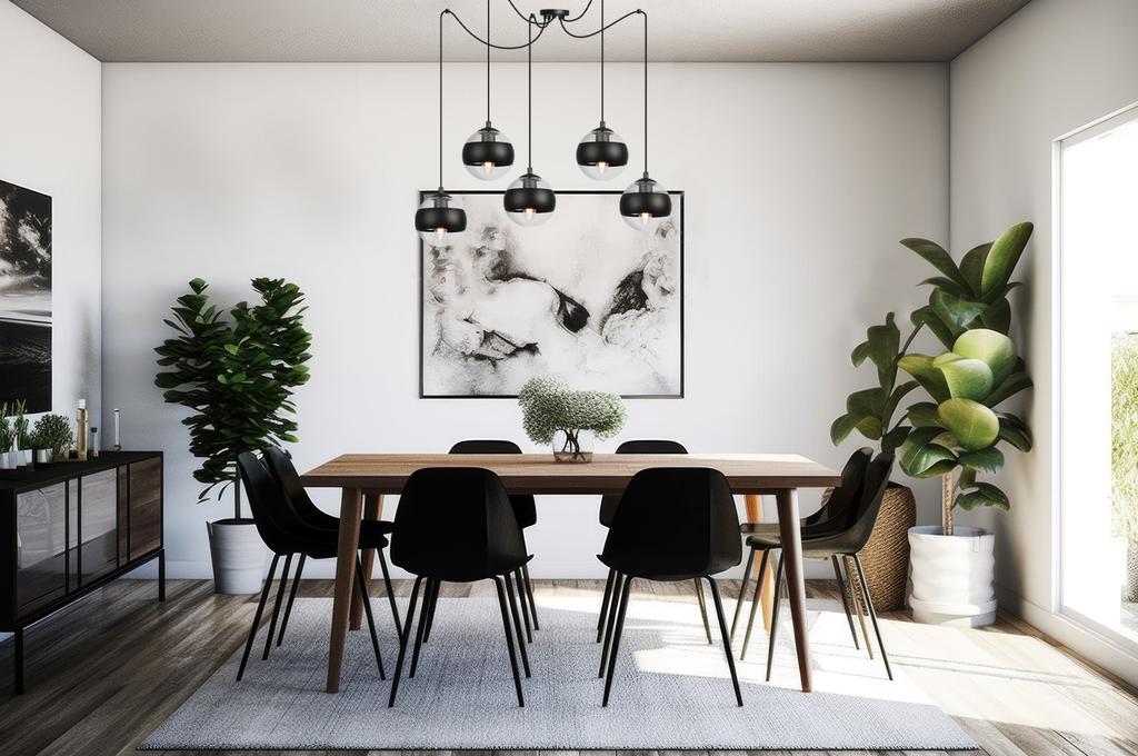Toledo Spider Hanging Lamp Black 5-Flat Black Lampshade E14