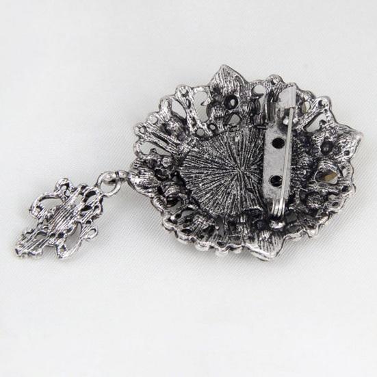 Women Brooch Retro Victorian Human Profile Rhinestone Decor Anti-slip Hollow Out Suit Coat Collar Hat Scarf
