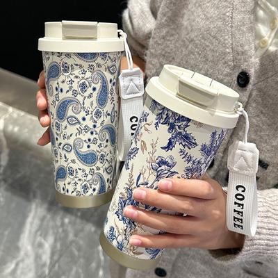 500ML Stainless Steel Dual Drink Design Thermo Cafe Coffee Mug Car Thermos Mug Leakproof Travel Thermo Cup for Tea Water Coffee