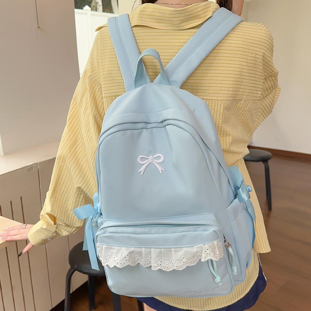 Schultasche Schultasche Mädchen Grundschule Klassen 3 bis 6 süßer Stil Schleife Rucksack Nylon verschleißfest klein frisch Rucksack