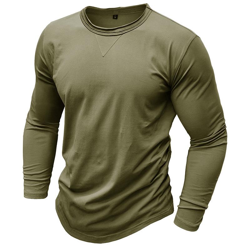 Men's Long Sleeve T-Shirts Soft Stretch Cotton Tees Crew Neck Basic Casual T-Shirt Workout Moisture Wicking Tops Male Athletic Breathable Tee Shirts