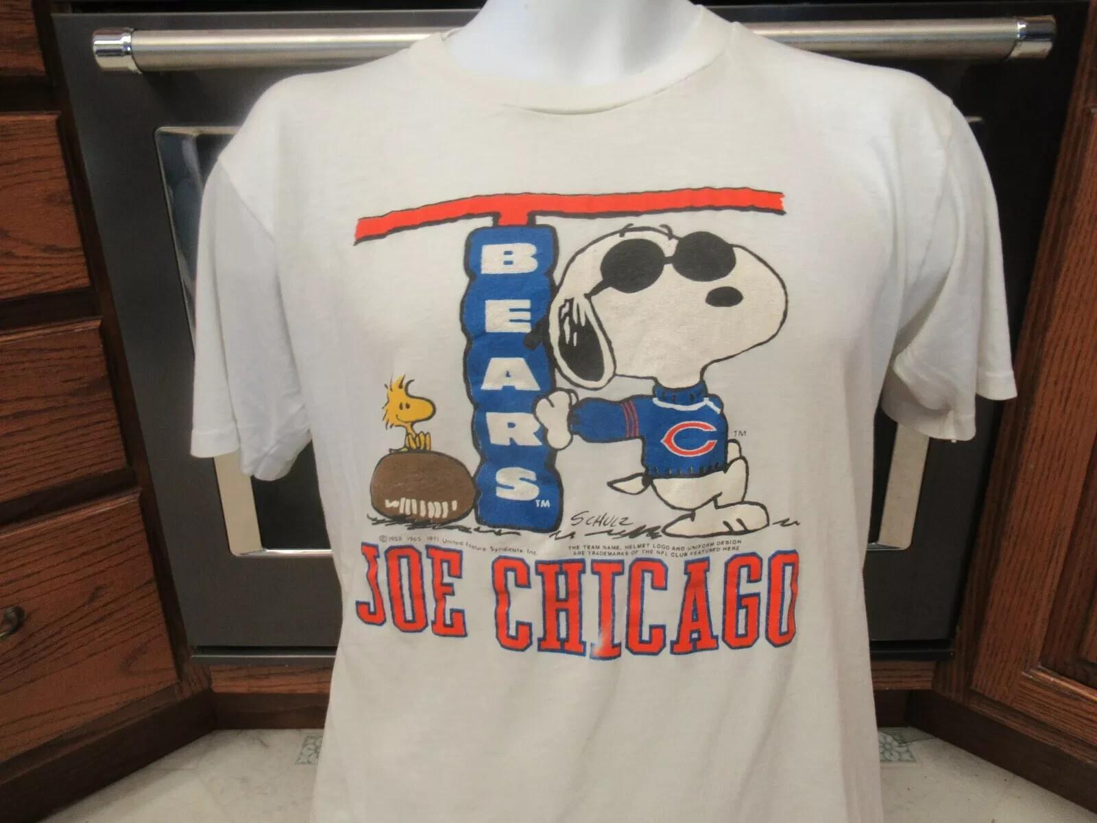 Joe Chicago Bears NFL Football Peanuts rare design white T-shirt vtg HN1478 XXL