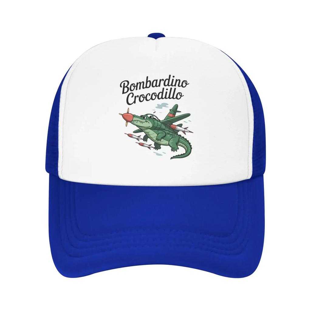 Bombardino Crocodillo Italienisch Cartoonhaft Gehirnfäule Reise Netz Baseballkappen Für Damen Personalisierte Männliche Strand Sonnenschutzmützen