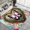 Comfortable Crystal Velvet Rug 1pc Crystal Butterfly Heart Design Area Rug, Machine Washable, Non-Slip, Versat