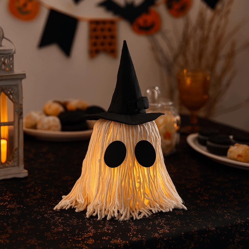 with Hat Specter Ornaments LED Mop Head Desktop Decoration Halloween Hanging Ghost Light  Study