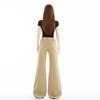 Khaki slightly pulled non-stick leg jeans women's American retro low-rise narrow version thin trousers
