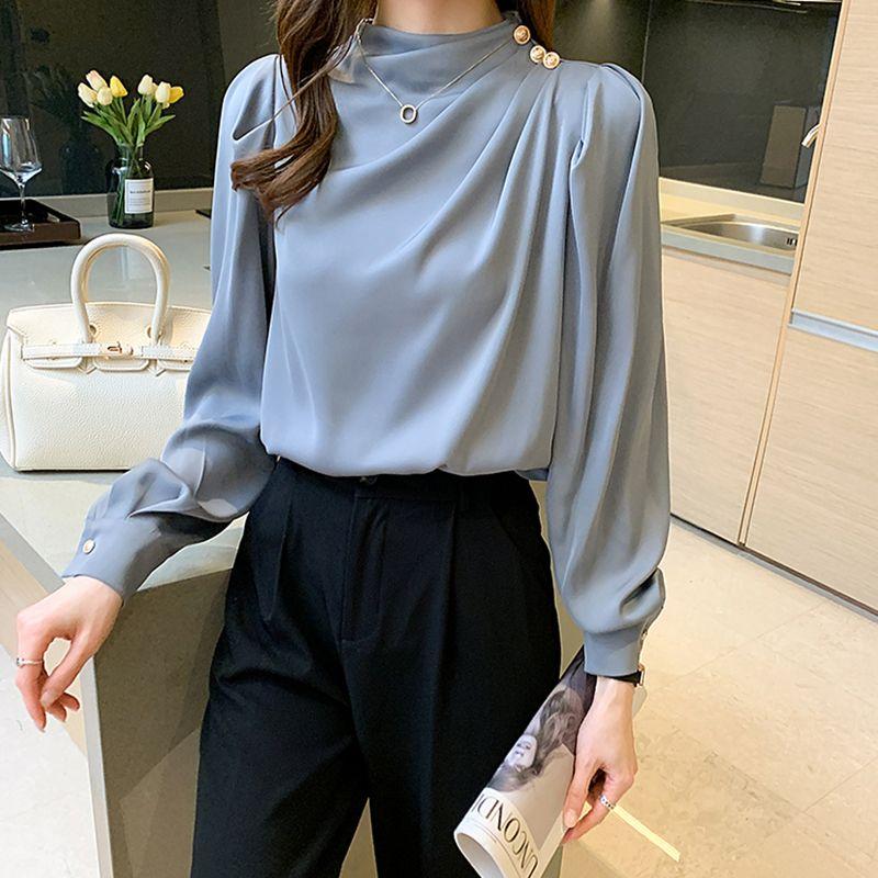 

All-Match round Neck Fashionable Pullover Long-Sleeved Shirt Blue XL