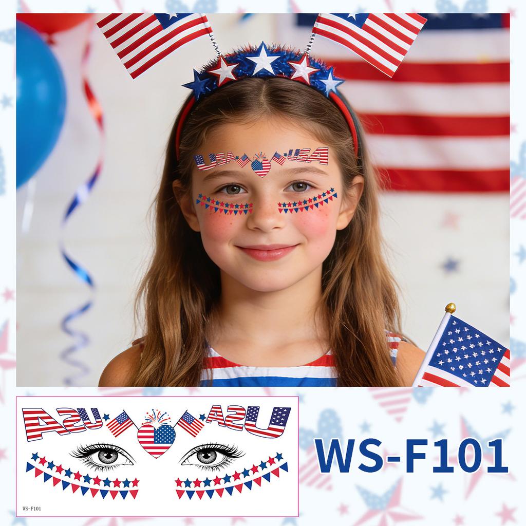 Independence Day Makeup Face Sticker Usa Independence Day Theme Painted Waterproof Sweat Tattoo Sticker