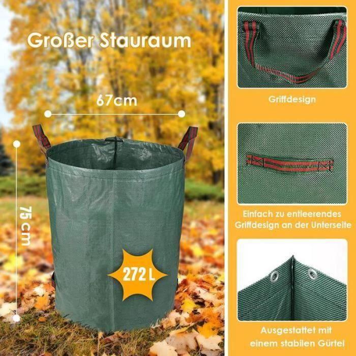 Wiederverwendbarer Gartensack 272 L Set mit 3 reißfesten Pflanzensäcken Langlebiger Gartenabfallsack aus Polypropylen-Gewebe191