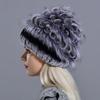 Natural Fur Hats for Women  Winter Knitted Rabbit Rex Hand Sewn Real Fur Warm Floral Elegant Girls Fashionable Stylish Hat