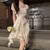 French Temperament First Love White Dress Women's Summer New Waist and Thin Pure Desire Ruffle Edge Irregular Skirt