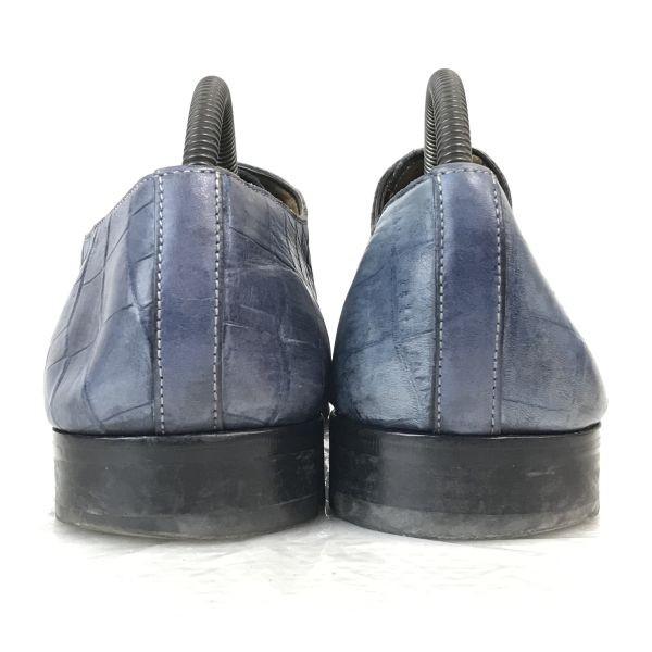 Francesco Benigno Buty Wholecut 7.5 26cm Granatowe Skóra Wytłaczana Krokodyla(UŻYWANY)