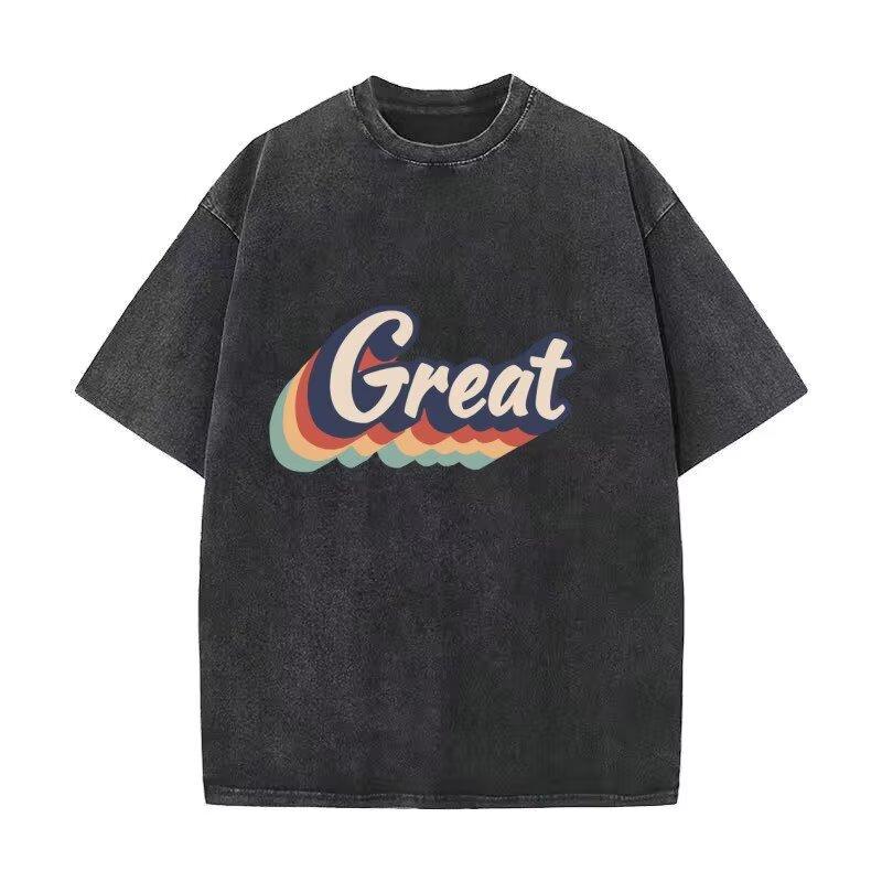 

Мужская футболка с коротким рукавом с принтом, новая летняя модная свободная повседневная футболка с круглым вырезом и рукавом до локтя, топ 5XL серый