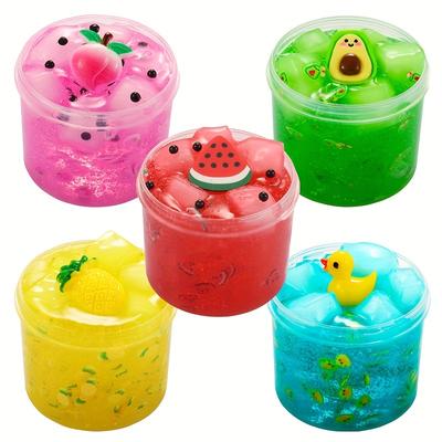 Cubo de gelatina de 70ML, limo crujiente, transparente, supersuave, no pegajoso, juguete antiestrés, abalorios de fruta, lodo de cristal, regalo de cumpleaños, recuerdos de fiesta