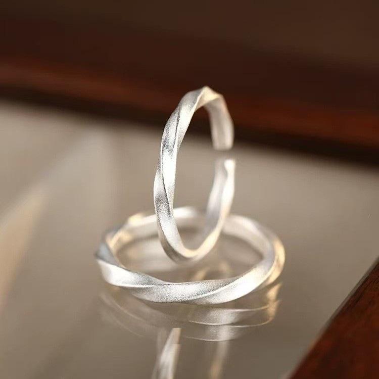 925 Sterling Silver Circular Open Ring Set for Men and Women - High-End Plain Band for Index Finger