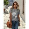 Women's Casual T-Shirt Dandelion Print Crew Neck White Short Sleeve Summer