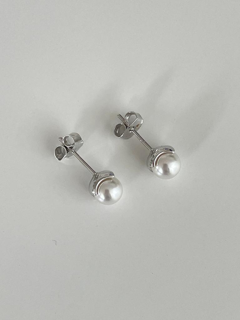 Elyona Elyona Light Back Pearl Earrings Daily 6Mm Pearl Earrings (Gold/Silver)