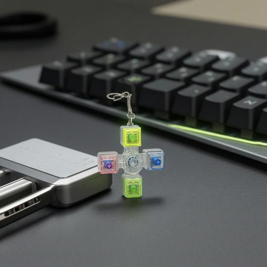 LED Light-up Keyboard Fidget Spinner Toy Decompression Button Finger Clicker Toy 2/3/4/5/6-Keys Fidget Keychain Stress Relief Desk Toy
