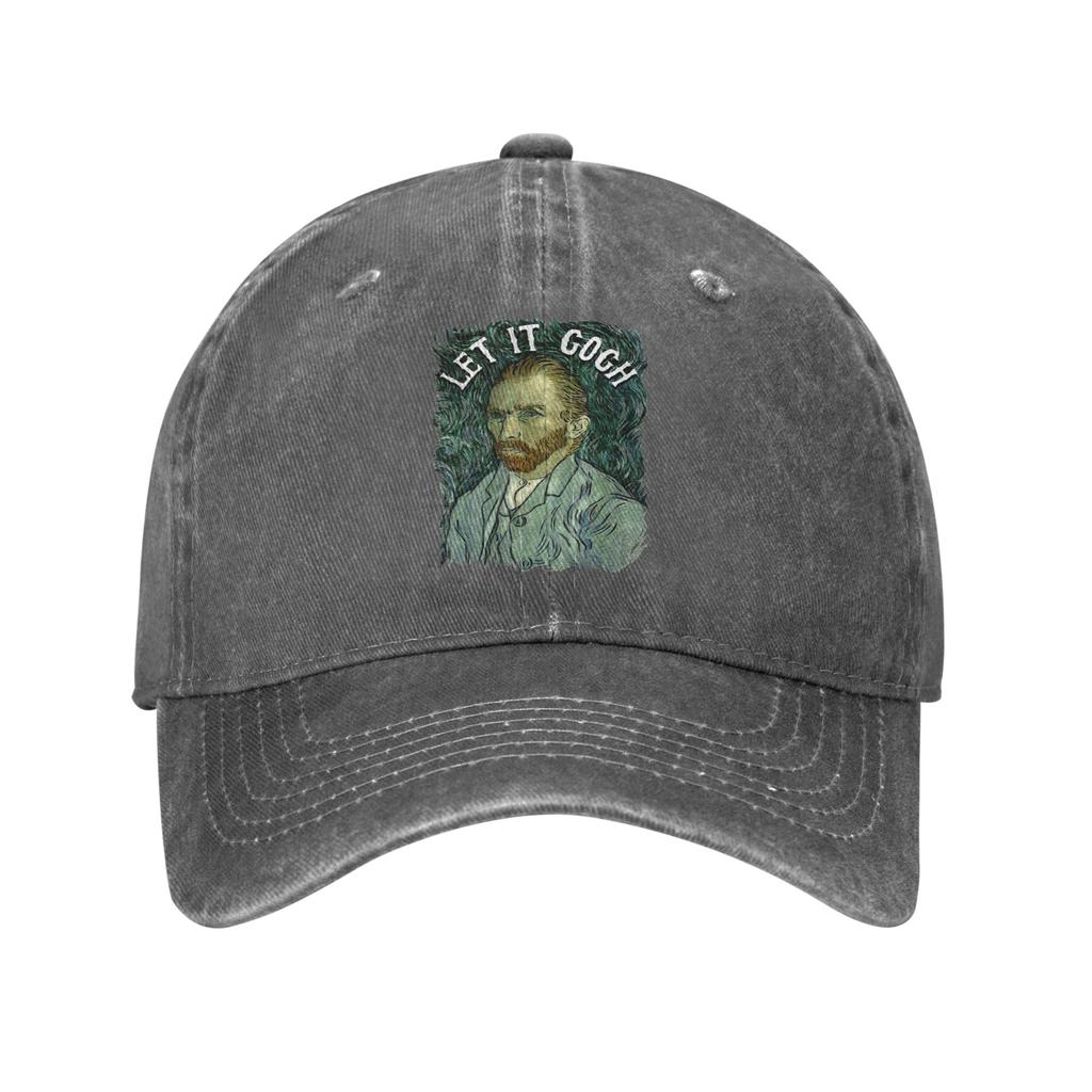Let it Gogh Funny Vincent Van Gogh Starry Night Unstructured Baseball Cap Painting Distressed Cotton Hat Adjustable Snapback