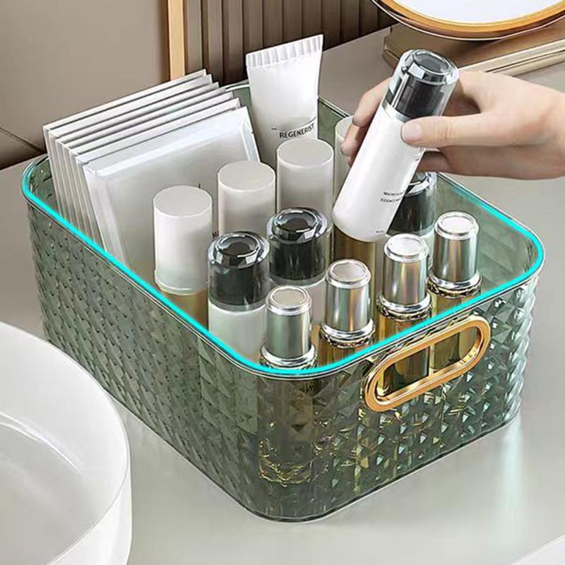 Transparent Storage Box Cosmetic Box Storage Container Plastic Storage Box Clear Drawer With Handle Stackable