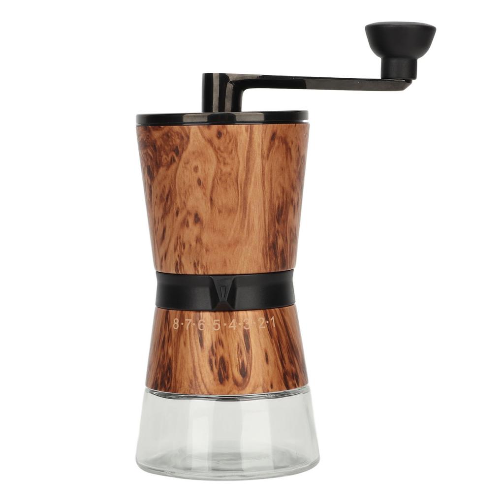Manuell kaffekvarn Jämn malning Ergonomisk 8-växlad justering Utsökt utseende Bärbar för