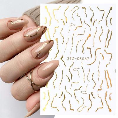 French Gold Line Nagelklistermärken Striping Tejp Nageldesign Stripe Lines Geometri 3D-dekal för nagellackdekaler för manikyr