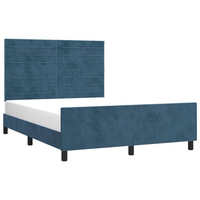VidaXL Bed Frame with Headboard Dark Blue 140x190 Cm Velvet3125816