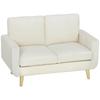 Two-Seater Corduroy Sofa, 134 cm Wide, Upholstered Seat, Spring Cushion, Cream