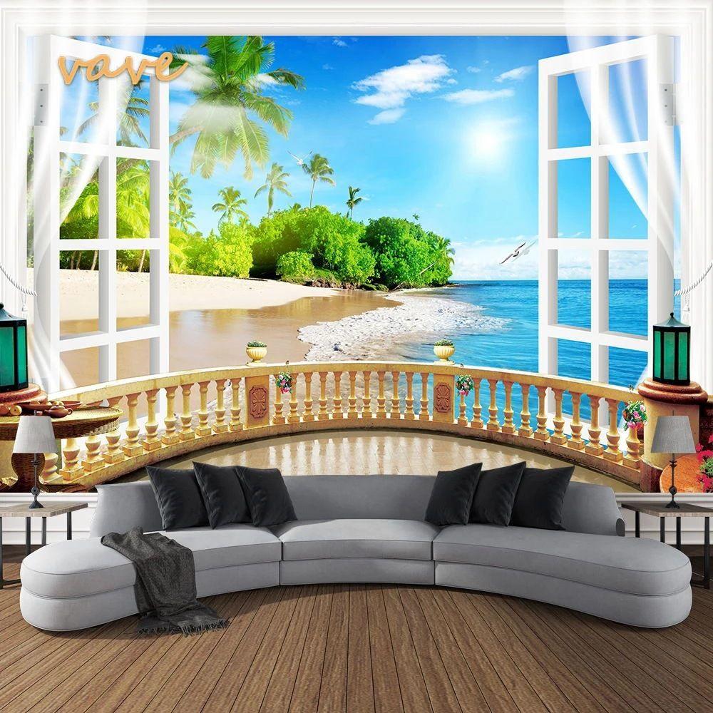 Tapestry Blue Sea and Beach with Arches 75x100