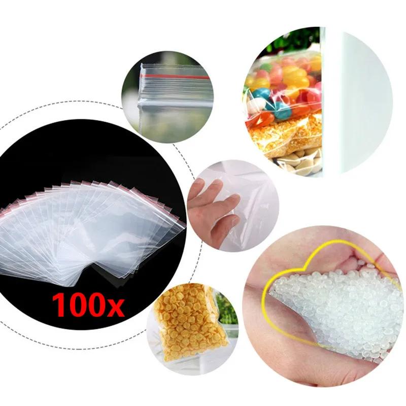 Lot de 100 petits sacs en plastique transparents refermables, épaisseur 0,05 mm, pour chaussures, rangement sous vide, sacs transparents en poly, sac Mylar