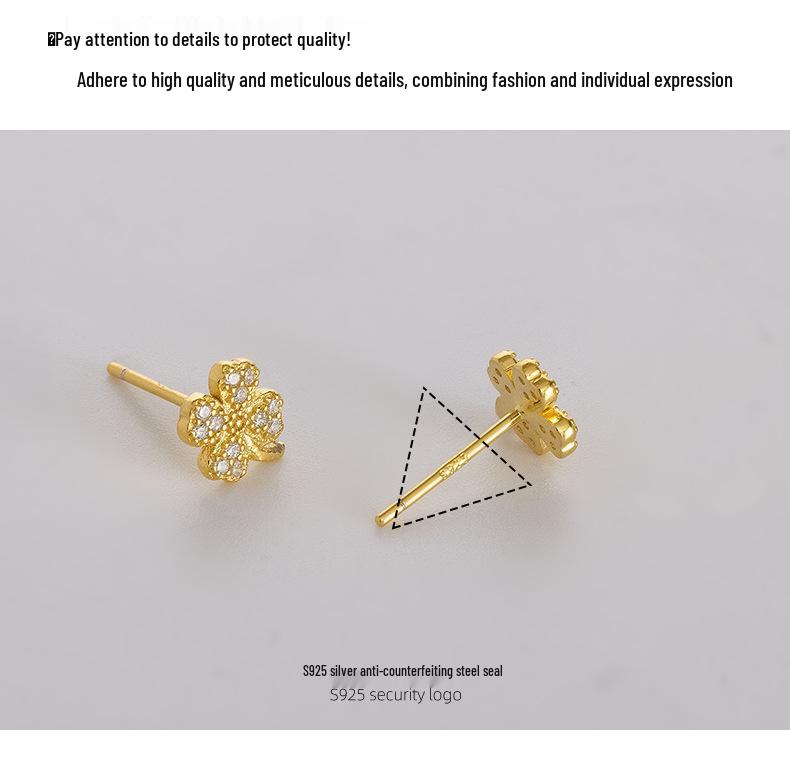 Banyan Tree S925 Silver Four-Leaf Clover Earrings - Summer Fresh, Trendy All-Match Jewelry for Women