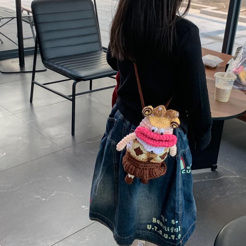 Adorable Cartoon Knitted Shoulder Bag For Kids Stylish And Fun Fall Winter Accessory