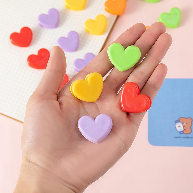 10Pcs Heart Shape Bulldog Grip Clips Food Bag Sealing Clamp Paper File Ticket Binder Photo Organizer Kitchen Office School