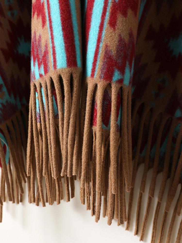 Winter Women Scarf Layers Poncho Elegant Lady Men Striped Print Tassel Wraps Shawl Casual Scarve Capa Para Mujer Pashmina Cloak