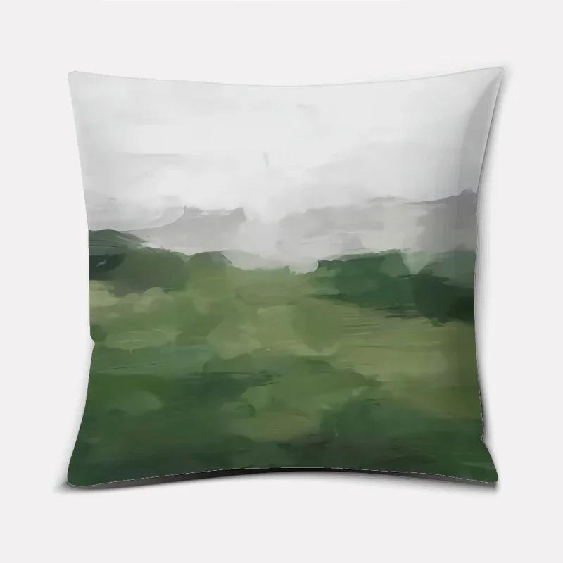 Square Home Office Oil Painting Landscape Series Pattern Decorative Pillowcase