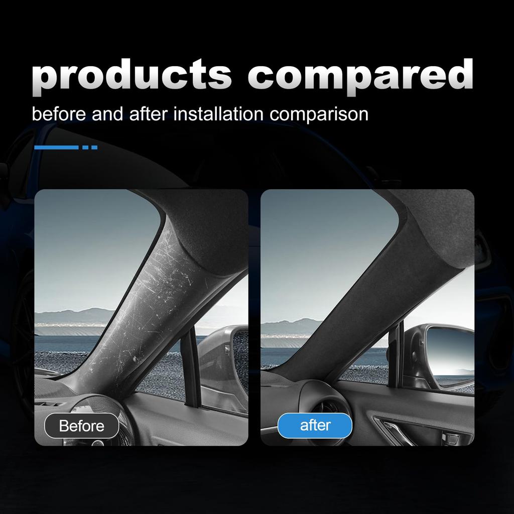 KUNGKIC Interior Decorative Set for Toyota GR86 ZN8 and Subaru BRZ ZD8 2022 2023 2024 A-Pillar Protector, Stain-Resistant Sticker, Suede-Like Parts,