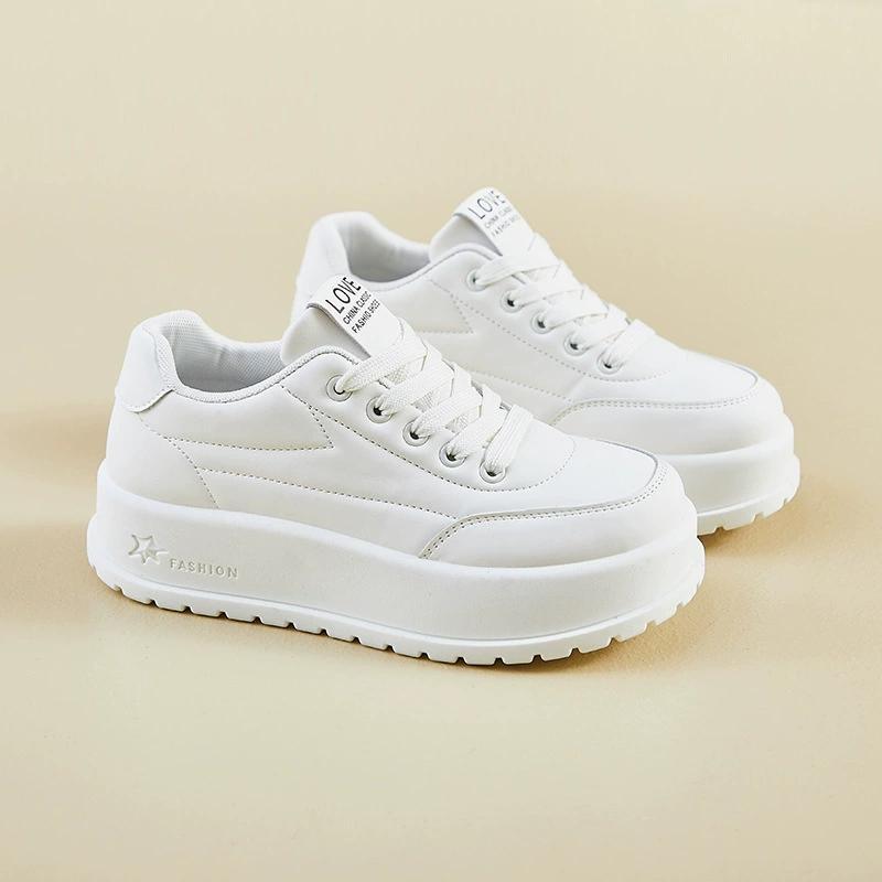 

Повседневные кроссовки на платформе для женщин Удобные кроссовки для ходьбы из ПУ кожи на шнуровке Нескользящие теннисные кроссовки Женские дышащие кроссовки для бега 38