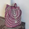 Fashion Handheld Women's Bags, Autumn New Casual Bucket Bags, Personalized Trendy and Cool Polka Dot Rivet Armpit Bags