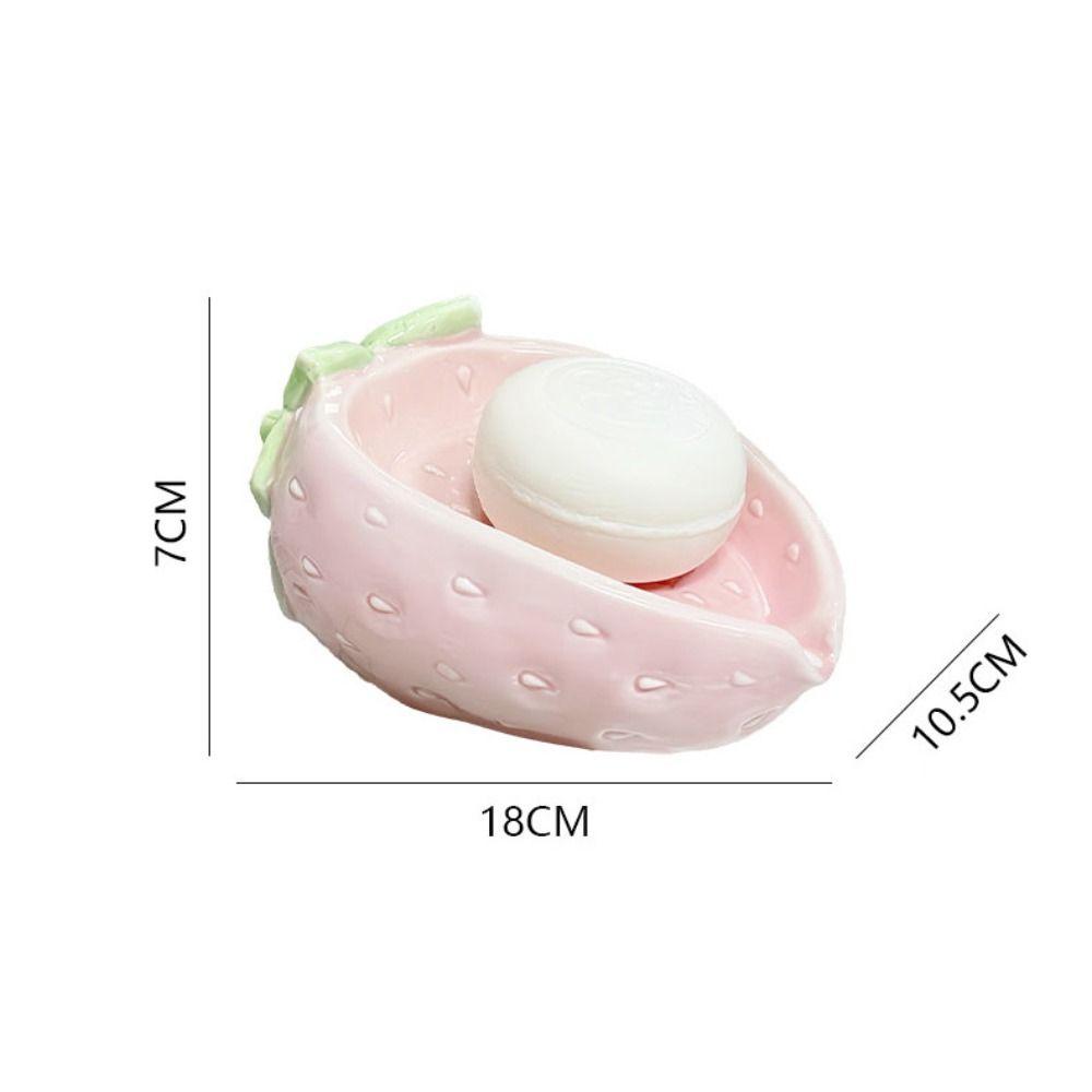 Self Draining Strawberry Soap Dish Cartoon Soap Holder Practical Soap Storage Rack Kitchen