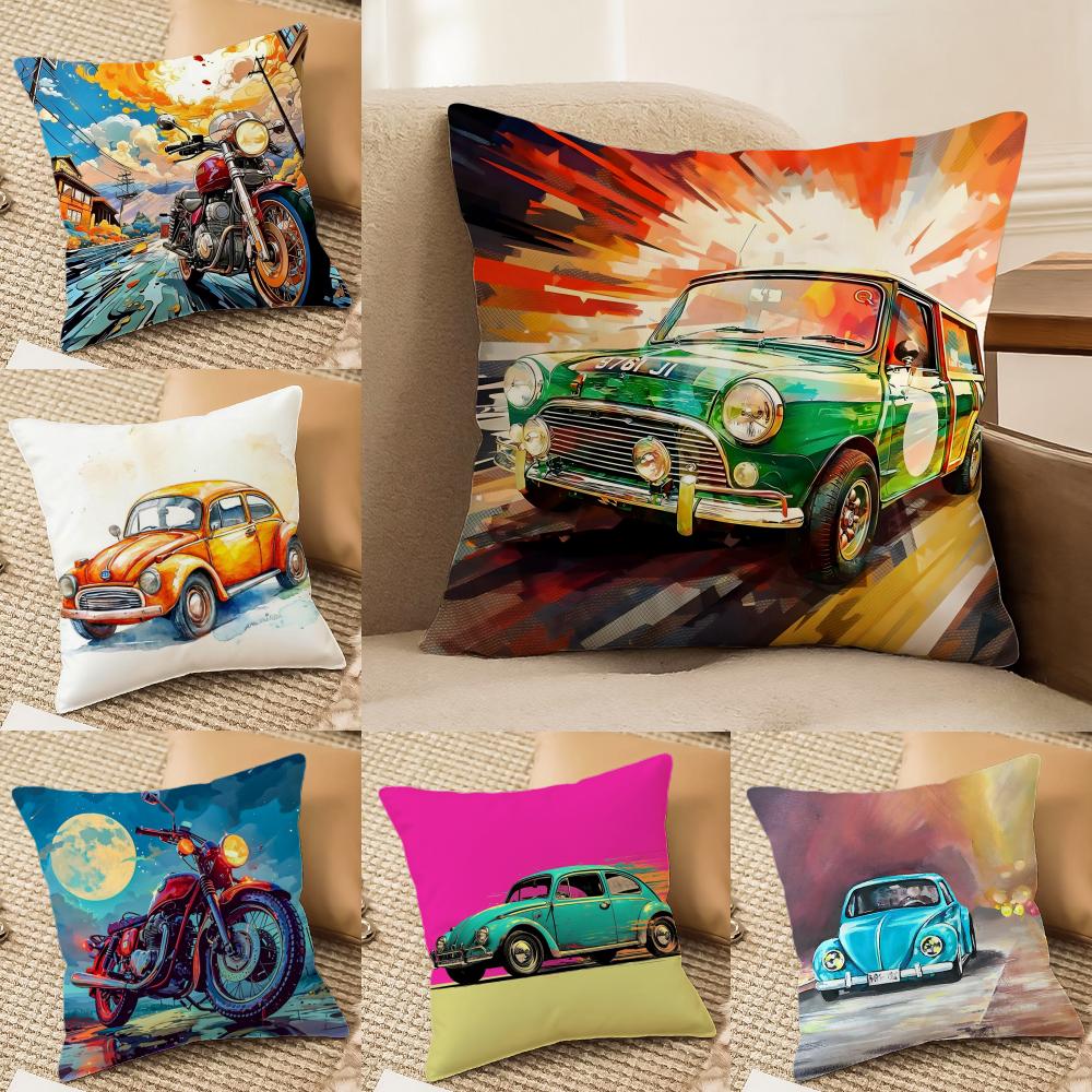 Aquarell Auto Kissenbezug Weicher Plüsch Doppelseitig Bedruckter Sofa Kissenbezug Gemütlich Ganzjahres-Langlebig Dekor Geschenk